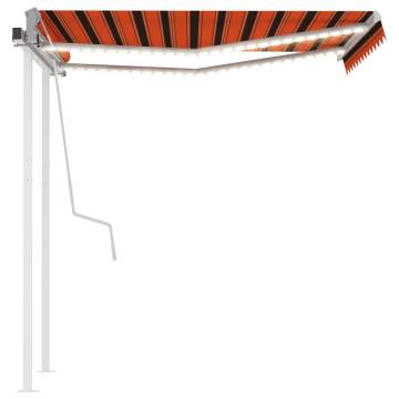 Retractable Awning with LED - 3x2.5m Orange & Brown