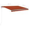 Retractable Awning with LED - 3x2.5m Orange & Brown