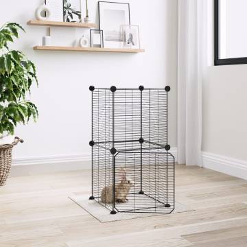 8-Panel Pet Cage with Door Black - Durable & Spacious | Hipo Market