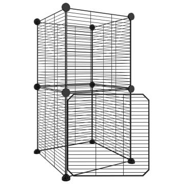 8-Panel Pet Cage with Door Black - Durable & Spacious | Hipo Market