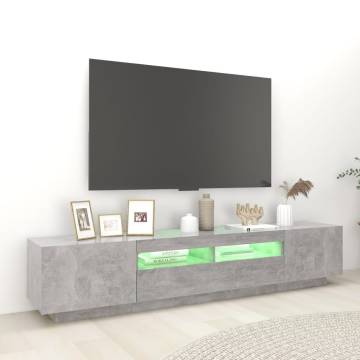 Modern TV Cabinet with LED Lights - Concrete Grey | HipoMarket