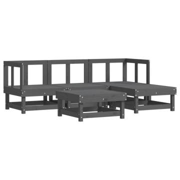 5 Piece Garden Lounge Set - Grey Solid Pine Wood | HipoMarket