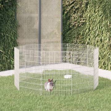 10-Panel Rabbit Cage - Galvanised Iron 54x80 cm | HipoMarket