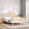 Bed Frame with Headboard Double Solid Wood Colour natural Size 135 x 190 cm 