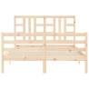 Solid Wood Double Bed Frame with Headboard | HipoMarket