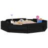 Black Octagon Sandbox with Seats - Solid Wood Pine