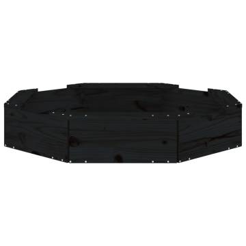 Black Octagon Sandbox with Seats - Solid Wood Pine