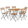 7 Piece Folding Bistro Set - Solid Acacia & Steel | HiPo Market