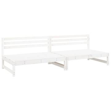 Stylish Garden Middle Sofas - 2 pcs White Solid Wood