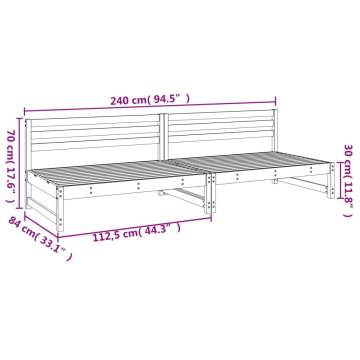 Stylish Garden Middle Sofas - 2 pcs White Solid Wood