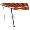 Manual Retractable Awning with LED 350x250 cm Orange and Brown Colour multicolour Size 350 x 250 cm Quantity in Package 1 