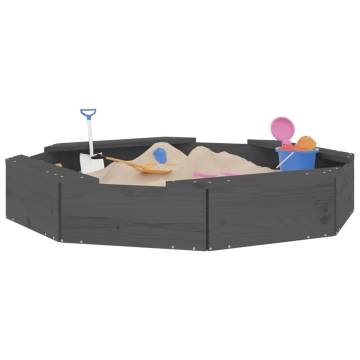 Grey Octagon Solid Wood Pine Sandbox with Seats | HipoMarket