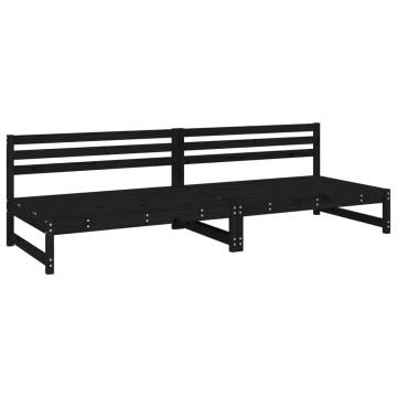 Garden Middle Sofas - 2 pcs Black Solid Pine Wood - Hipo Market