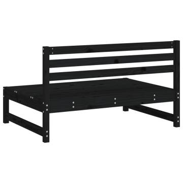 Garden Middle Sofas - 2 pcs Black Solid Pine Wood - Hipo Market