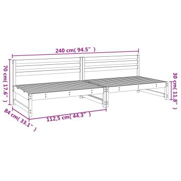 Garden Middle Sofas - 2 pcs Black Solid Pine Wood - Hipo Market