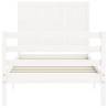 White Small Single Bed Frame with Headboard - Solid Wood