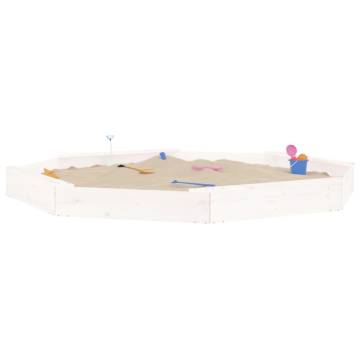 White Octagon Sandbox with Seats - Solid Pine Wood | HipoMarket