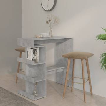 Bar Table with Storage Rack - Concrete Grey, 100x50cm