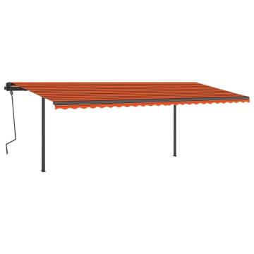 Manual Retractable Awning 6x3m - Orange & Brown | HipoMarket