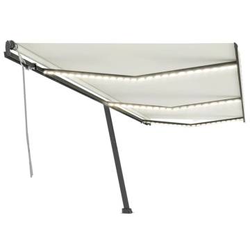 Manual Retractable Awning with LED | 600x300 cm Cream