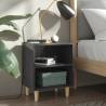 Bed Cabinet with Solid Wood Legs High Gloss Grey 40x30x50 cm Colour high gloss grey Quantity in Package 1 