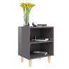 Scandinavian Bed Cabinet - High Gloss Grey with Wooden Legs