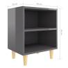 Scandinavian Bed Cabinet - High Gloss Grey with Wooden Legs