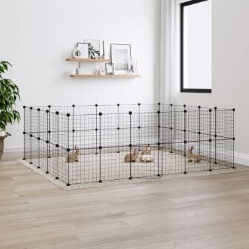 44-Panel Black Pet Cage 35x35 cm - Safe & Spacious