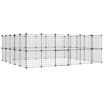 44-Panel Black Pet Cage 35x35 cm - Safe & Spacious