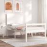 Bed Frame with Headboard White Small Single Solid Wood Colour white Size 75 x 190 cm 