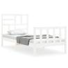 White Single Bed Frame with Headboard - Solid Pine | HipoMarket