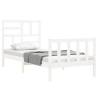 White Single Bed Frame with Headboard - Solid Pine | HipoMarket