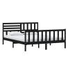 Stylish Black Solid Wood Bed Frame 160x200 cm - Hipomarket