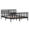 Stylish Black Solid Wood Bed Frame 160x200 cm - Hipomarket