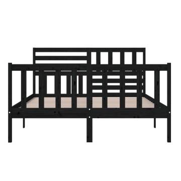 Stylish Black Solid Wood Bed Frame 160x200 cm - Hipomarket