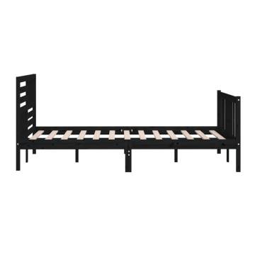 Stylish Black Solid Wood Bed Frame 160x200 cm - Hipomarket