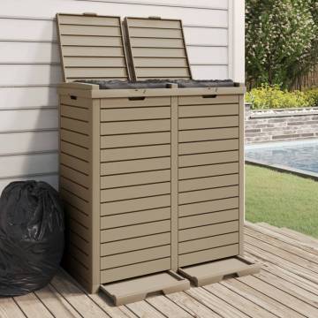 Light Brown Outdoor Garbage Bin - 230L Capacity | HipoMarket