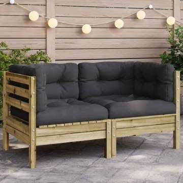 Garden Corner Sofa with Cushions - Impregnated Pine Wood