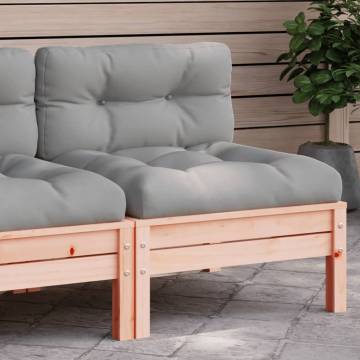 Armless Garden Sofa with Cushions - Solid Douglas Wood