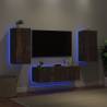 3 Piece TV Wall Cabinets with LED Lights in Smoked Oak