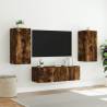 3 Piece TV Wall Cabinets with LED Lights in Smoked Oak