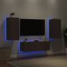 3 Piece TV Wall Cabinets with LED Lights - Brown Oak | HipoMarket