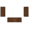 3 Piece TV Wall Cabinets with LED Lights - Brown Oak | HipoMarket