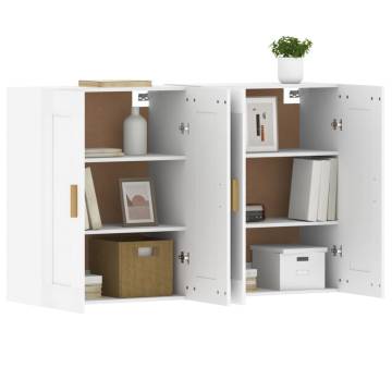 Elegant Wall Mounted Cabinets - 2 pcs White Engineered Wood