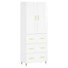 Stylish Highboard High Gloss White - 69.5x34x180 cm