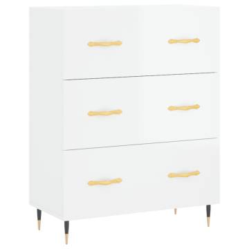 Stylish Highboard High Gloss White - 69.5x34x180 cm