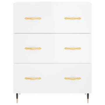 Stylish Highboard High Gloss White - 69.5x34x180 cm