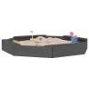 Grey Octagon Sandbox with Seats - Solid Pine Wood