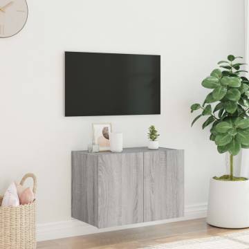 TV Wall Cabinet with LED Lights - Grey Sonoma 60x35x41 cm