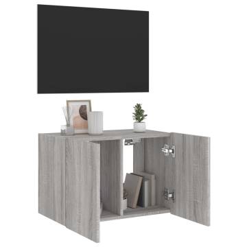 TV Wall Cabinet with LED Lights - Grey Sonoma 60x35x41 cm